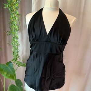 Vineyard Vines Silk Black Halter Top